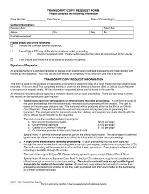 Transcript/Copy Request Form