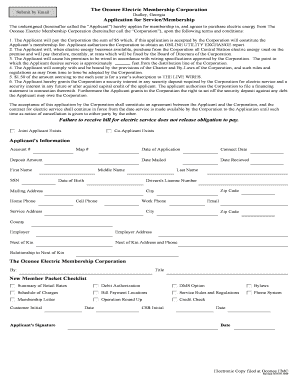 Oconee Electric Membership Application for Service