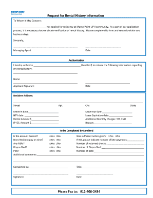 Rental History Verification Form