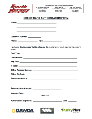 Credit Card Authorization Form