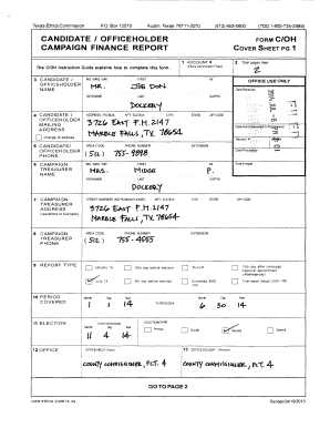 Texas Ethics Commission Campaign Finance Report