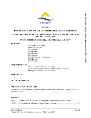 08022016 - Agenda and Reports - Program Review Sub Committee