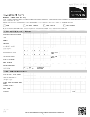 Classic Linked Life Annuity Investment Form