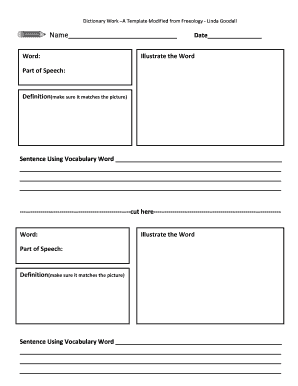 Vocabulary Dictionary Template