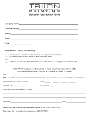 Reseller Application Form