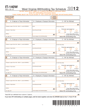 West Virginia Withholding Tax Schedule 12