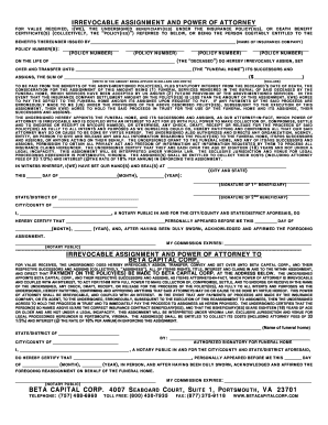 Irrevocable Assignment and Power of Attorney