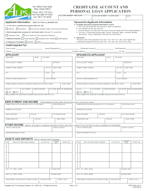 Personal Loan Credit Application Form