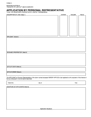 Western Australia Transfer of Land Application