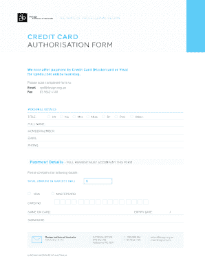 Credit Card Authorisation Form