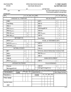 Liberal Studies Advising Form