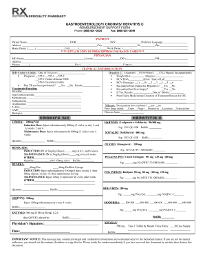 Reimbursement Support Form for Crohn's and Hepatitis C