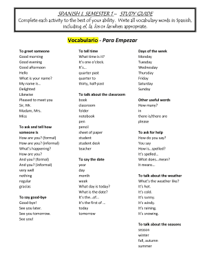 Spanish Study Guide