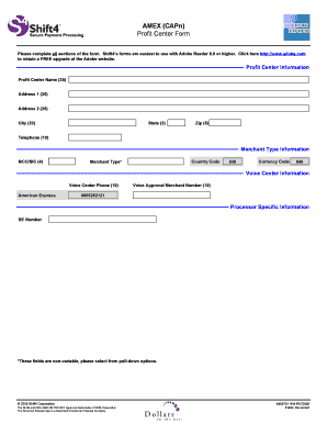 AMEX Profit Center Form