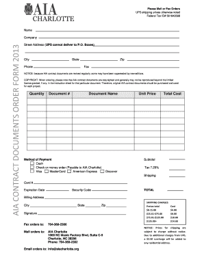 AIA Contract Documents Order Form