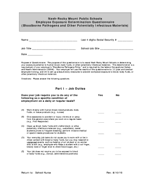 Employee Exposure Determination Questionnaire