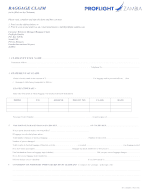 Baggage Claim Form