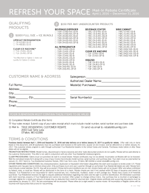 True Residential Appliance Rebate Form