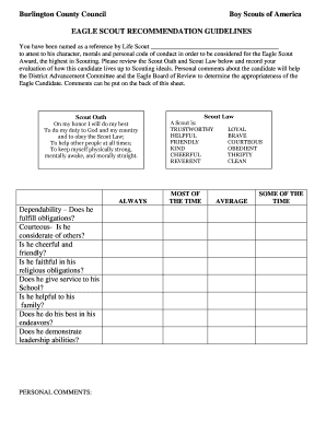 Eagle Scout Recommendation Form