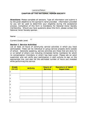National Honor Society Application Form