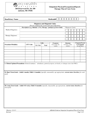 Outpatient Therapy Plan of Care Form
