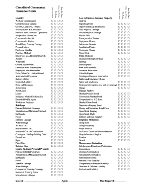 Commercial Insurance Needs Checklist