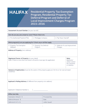 Residential Property Tax Exemption Application