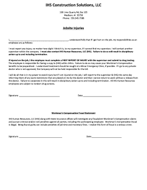 IHS Construction Solutions Jobsite injury form -