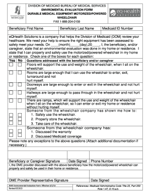 Medicaid Motorized Wheelchair Environmental Evaluation Form