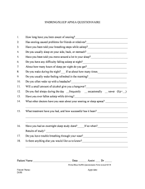 Snoring and Sleep Apnea Questionnaire