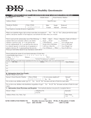Long Term Disability Questionnaire