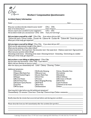 Workers' Compensation Questionnaire