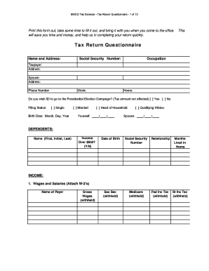Tax Return Questionnaire