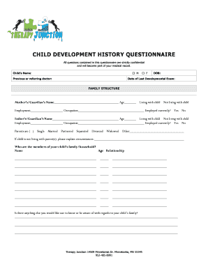 Child Development History Questionnaire