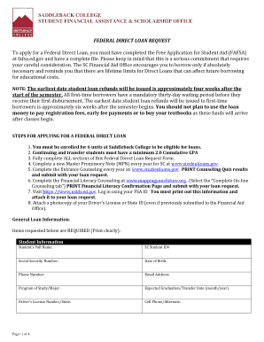 Federal Direct Loan Request Form