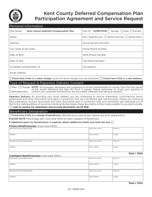 Kent County Deferred Compensation Plan Participation Agreement