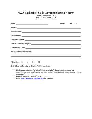 Basketball Skills Camp Registration Form - Saints - ascacademy