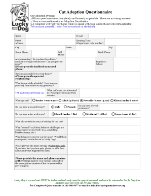 Cat Adoption Questionnaire