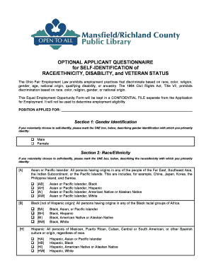 Optional Applicant Questionnaire