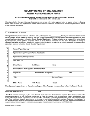County Board of Equalization Agent Authorization Form