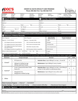 Crohn's & Colitis Specialty Care Program Form