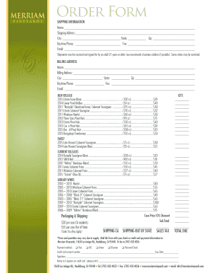 Merriam Vineyards Order Form