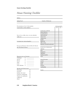 House Hunting Checklist