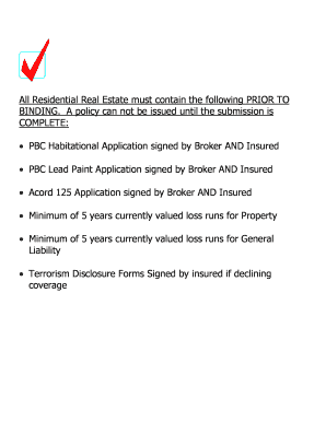 ACORD 125 Commercial Insurance Application