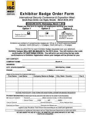 Exhibitor Badge Order Form