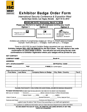 Exhibitor Badge Order Form