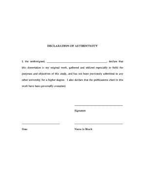 Declaration of Authenticity