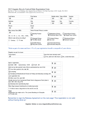 2015 Gigantic Bicycle Festival Registration Form
