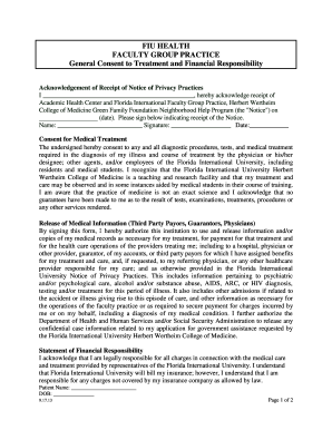 FIU Health Faculty Group Practice Consent Form