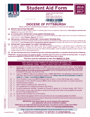 Student Aid Form 2016
